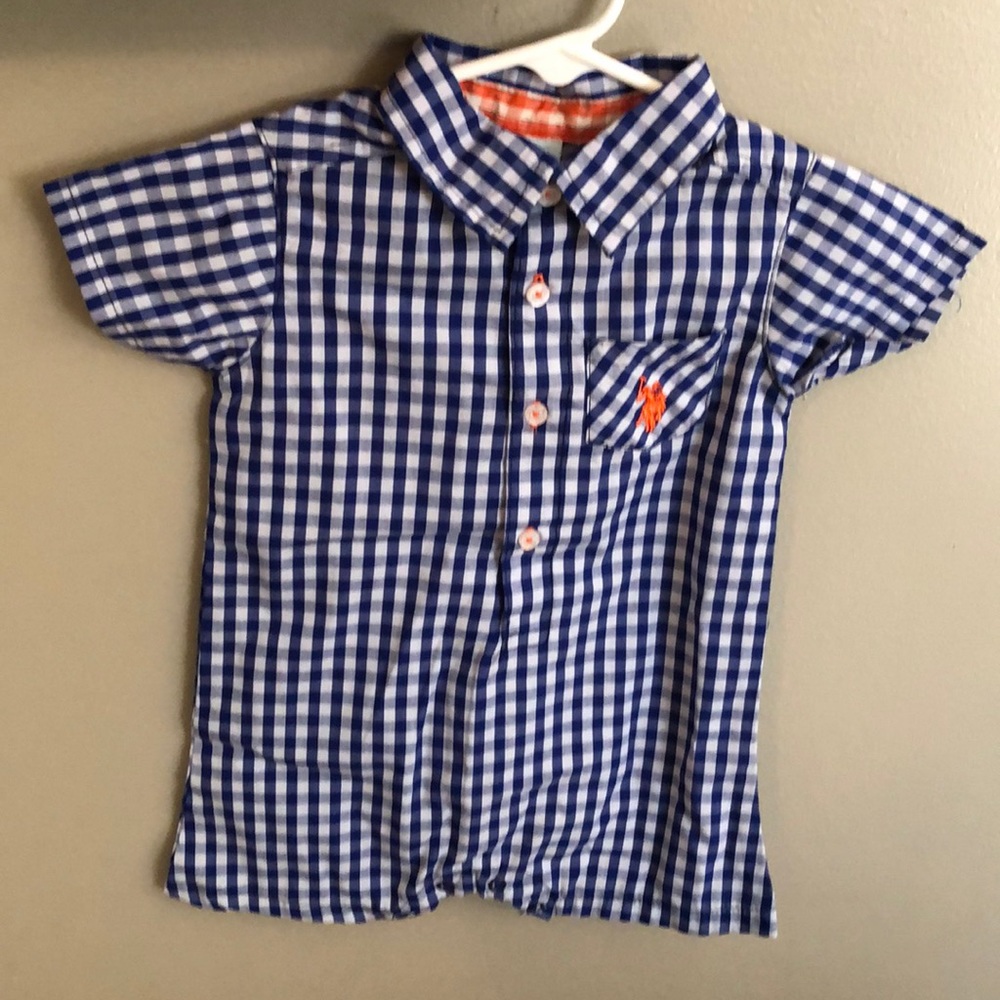 Blue plaid romper